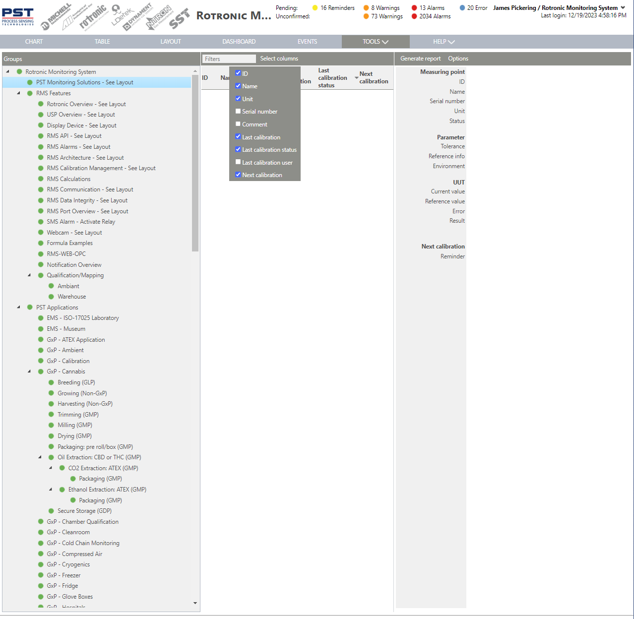 Calibrate New+Select Columns