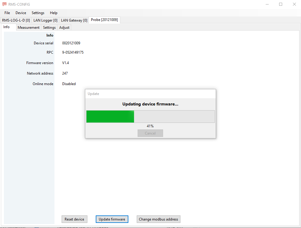 Firmware update RMS-config 3