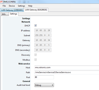 RMS-Log_configuration of the LAN devices with RMS-CONFIG