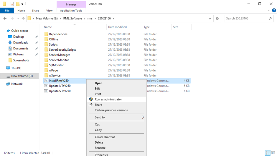 install v250 32