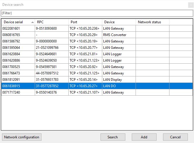 rms config device search after config finished