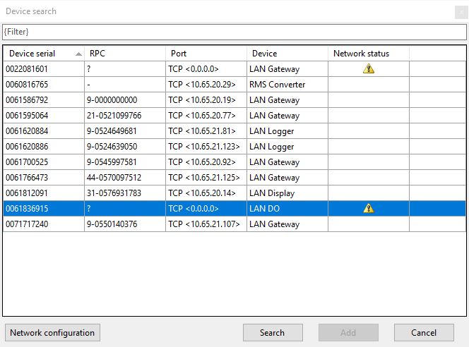rms config device search after config no ip