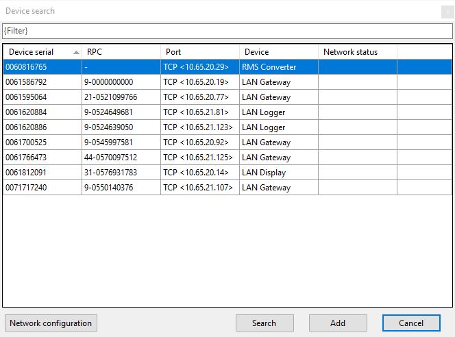 rms config device search after config