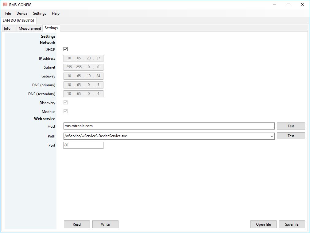 rms config device settings