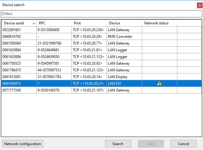 rms config initial search device