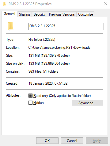 rms v2.3.1.22325 properties