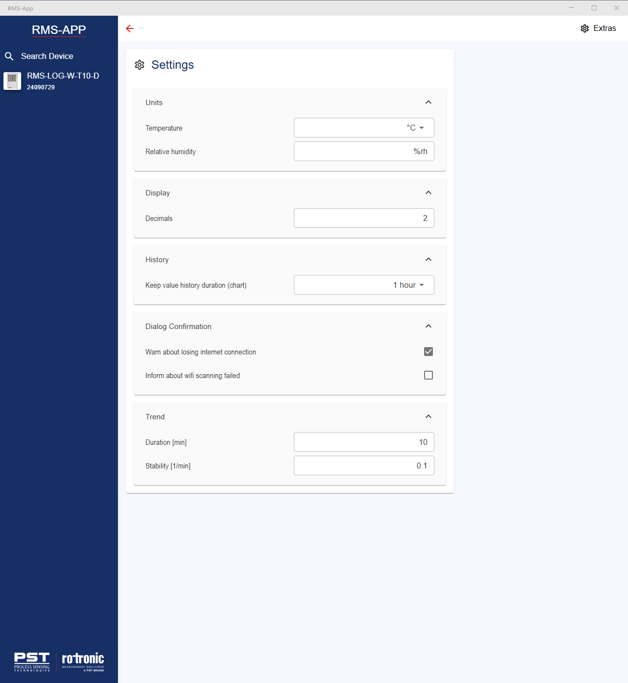 rms-app settings