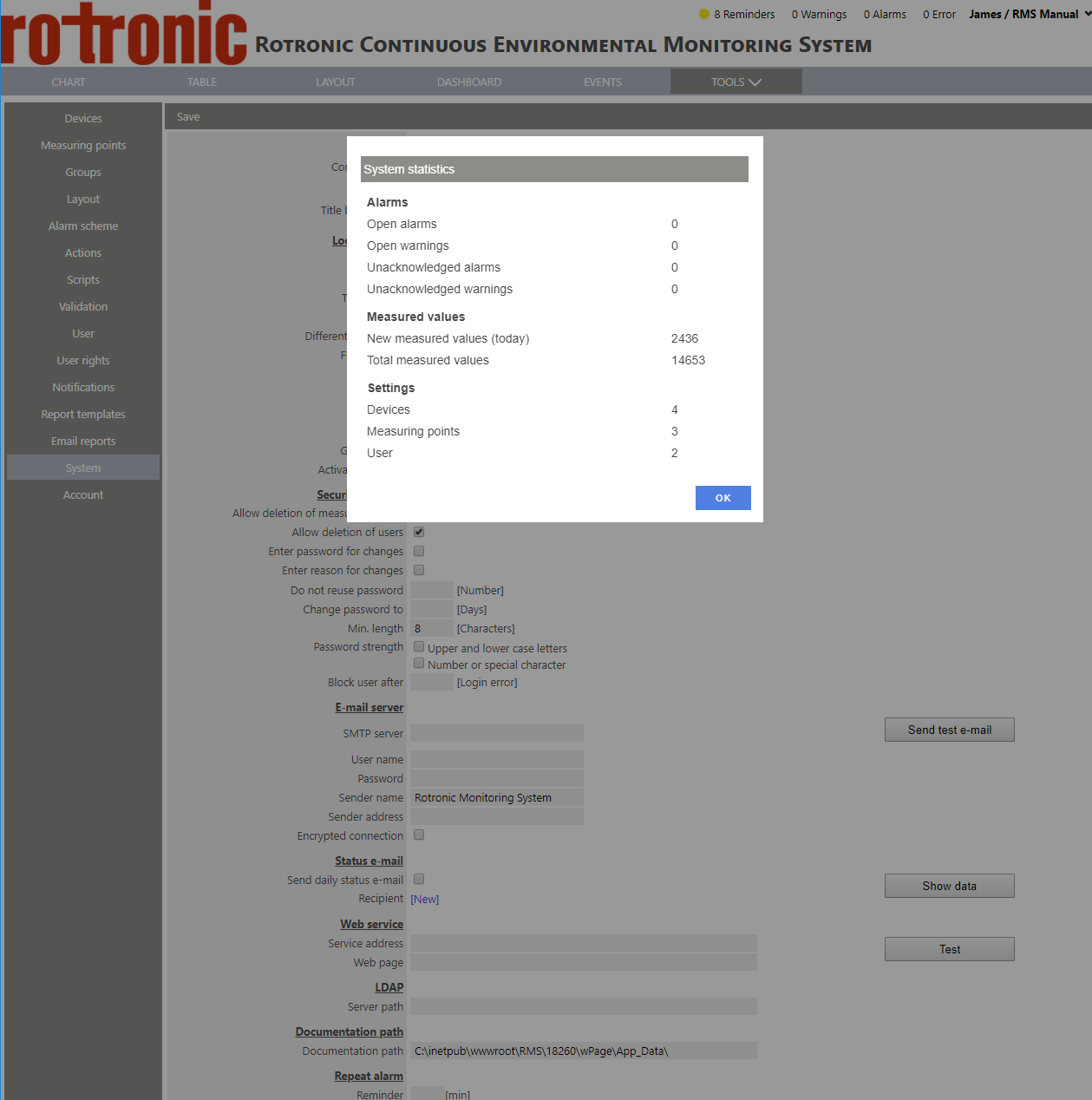 status E-Mail settings step 3